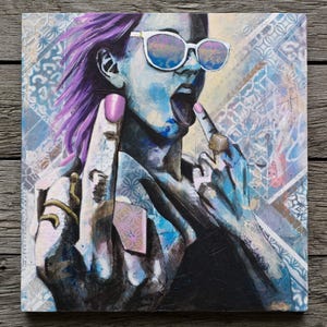 Original Painting of a Woman on Wood Panel - 'Come Hither' Original Art Wall Decor - Wall Art - Original Artwork image 3