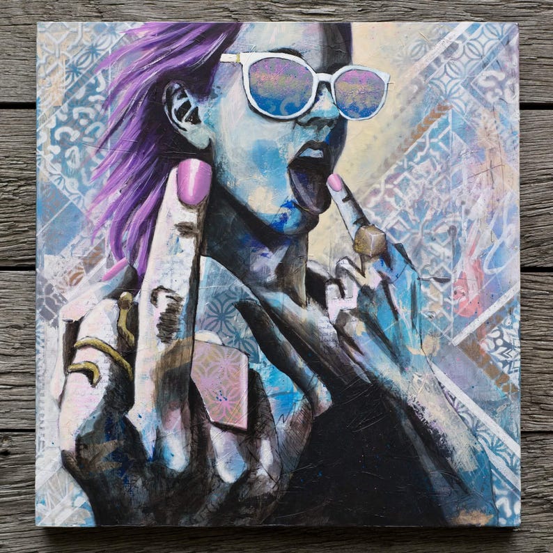 Original Painting of a Woman on Wood Panel - 'Come Hither' Original Art Wall Decor - Wall Art - Original Artwork image 3