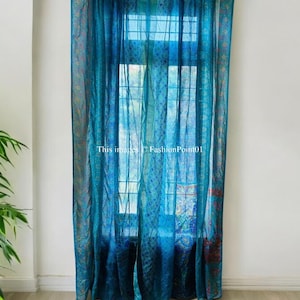 FREE SHIPPING - Indian Handmade Silk Saree Fabric Curtain Decorative Boho Hippie Curtain, Room Decor Patchwork Curtain, Window Decor Curtain