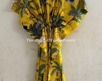 Indian 100% Cotton Women Long Caftan Dress, Beach Wear kaftan Dress, Bikini Cover Up, Soft Cotton Long Kaftan, Summer Dress