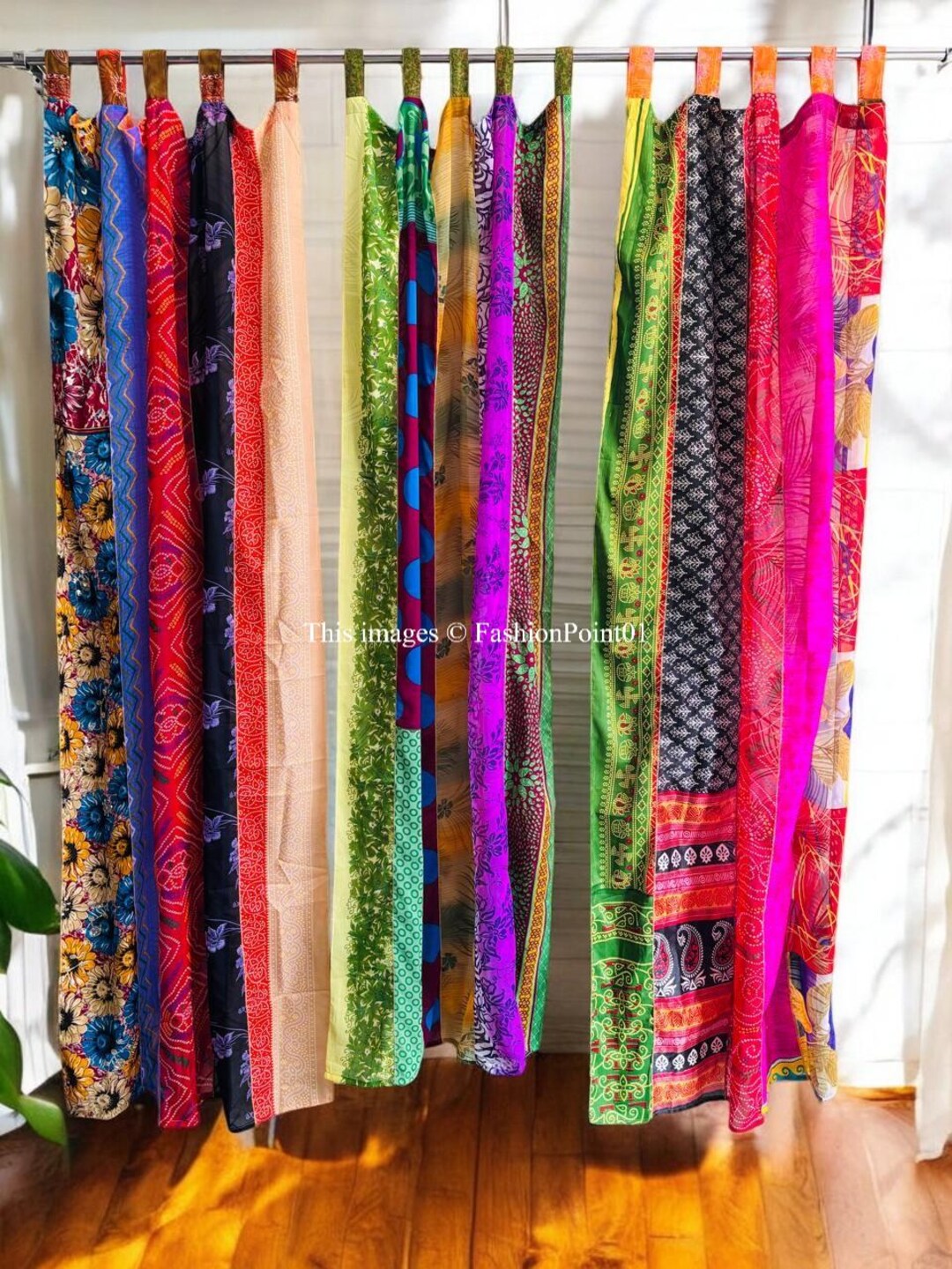 FREE SHIPPING - Indian Handmade Silk Saree Fabric Curtain Decorative ...