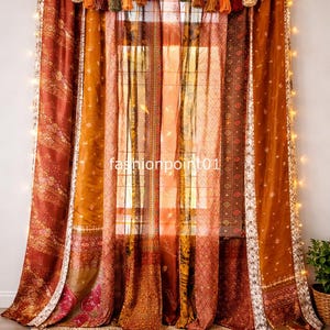 Tende in seta indiana, stile boho patchwork, vintage, colorate, per finestre, pannelli decorativi per la casa.