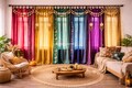Indian Silk Saree Curtains Boho Patchwork Vintage Colorful Window Drapes Home Decor Panels