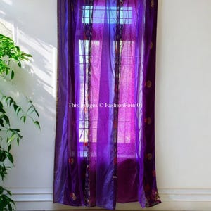 FREE SHIPPING - Indian Handmade Silk Saree Fabric Curtain Decorative Boho Hippie Curtain, Room Decor Patchwork Curtain, Window Decor Curtain