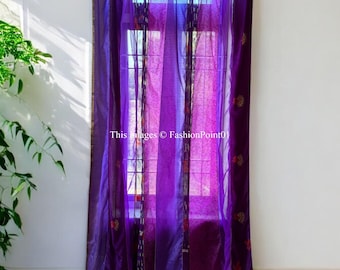 FREE SHIPPING - Indian Handmade Silk Saree Fabric Curtain Decorative Boho Hippie Curtain, Room Decor Patchwork Curtain, Window Decor Curtain