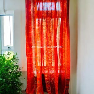 FREE SHIPPING - Indian Handmade Silk Saree Fabric Curtain Decorative Boho Hippie Curtain, Room Decor Patchwork Curtain, Window Decor Curtain