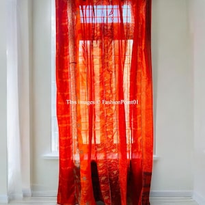 FREE SHIPPING - Indian Handmade Silk Saree Fabric Curtain Decorative Boho Hippie Curtain, Room Decor Patchwork Curtain, Window Decor Curtain