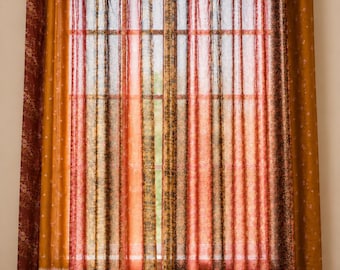Cortina de sari de seda vintage, cortina transparente bohemia hecha a mano, cortinas patchwork, panel de puerta hippie bohemio, decoración del hogar