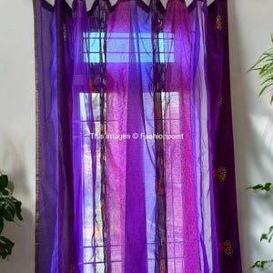 FREE SHIPPING - Indian Handmade Silk Saree Fabric Curtain Decorative Boho Hippie Curtain, Room Decor Patchwork Curtain, Window Decor Curtain