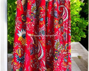 Cortina de algodón con estampado de bloques indios hecha a mano: decoración floral bohemia para ventanas