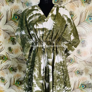 Floral Print Cotton Kaftan: Women&#39;s Maxi Beach Cover Up