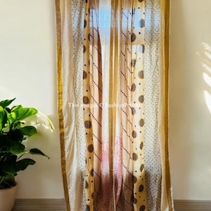 FREE SHIPPING - Indian Handmade Silk Saree Fabric Curtain Decorative Boho Hippie Curtain, Room Decor Patchwork Curtain, Window Decor Curtain