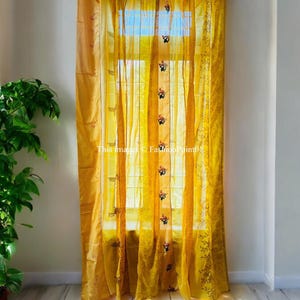 FREE SHIPPING - Indian Handmade Silk Saree Fabric Curtain Decorative Boho Hippie Curtain, Room Decor Patchwork Curtain, Window Decor Curtain