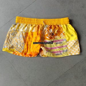 Gratis verzending - Handgemaakte uniseks patchwork shorts gerecycled katoen rayon shorts uniseks comfortabele zomershorts/kleurrijke boho shorts met bloemenprint