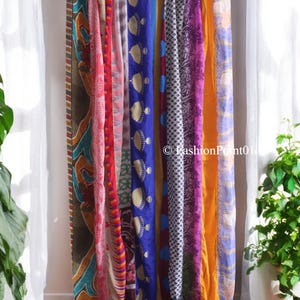 FREE SHIPPING - Indian Handmade Silk Saree Fabric Curtain Decorative Boho Hippie Curtain, Room Decor Patchwork Curtain, Window Decor Curtain