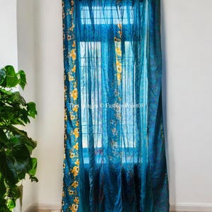FREE SHIPPING - Indian Handmade Silk Saree Fabric Curtain Decorative Boho Hippie Curtain, Room Decor Patchwork Curtain, Window Decor Curtain