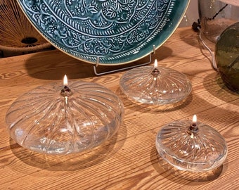 Oil lamp in ribbed glass – modern oil lamp – boho decor – mood lamp – home decor