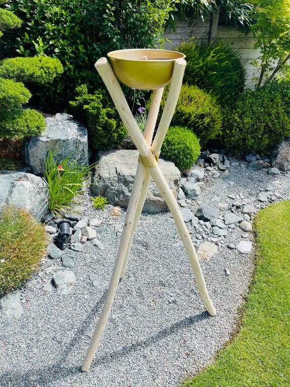 Dekorative Outdoor-Fackel mit XXL-Kerze – freistehender Kerzenhalter für Garten oder Terrasse, Boho-Chic-Stil, Outdoor-Kerzenständer