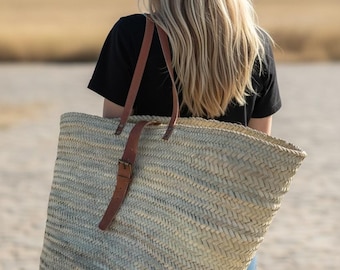 Large Moroccan straw basket (L, XL or XXL) | Handwoven artisan tote bag | Beach bag | Market basket | Boho decor