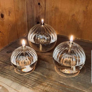 Oil lamp, glass, modern, transparent, ribbed, living room decoration, cozy atmosphere