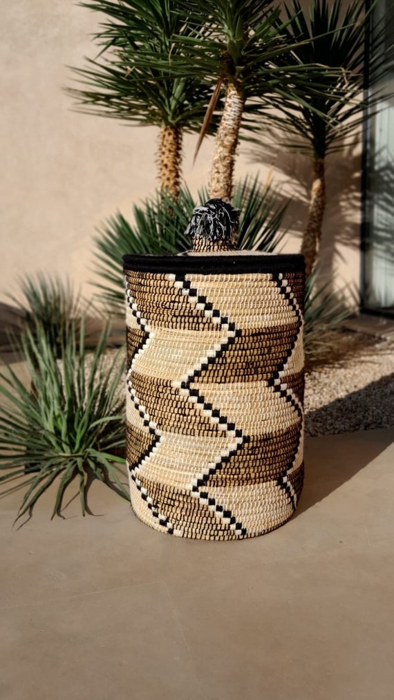 Panière berbère Marocaine, tisée main au Maroc , Panière à linge, à jouet, déco bohème.