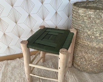 Boho-Hocker, Innendekoration, marokkanische Handwerkskunst, geflochtenes Seil; Khaki-Farbe, Schlafzimmer, Kinderzimmer, Sessel