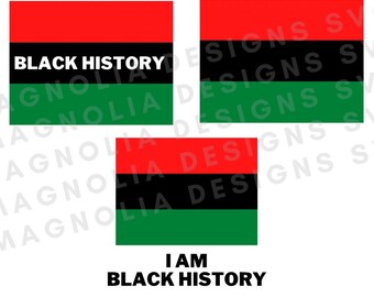 Pan African flag SVG, black power flag, i am black history svg, red black green  file for Cricut, instant download, dxf, png, Clip Art,