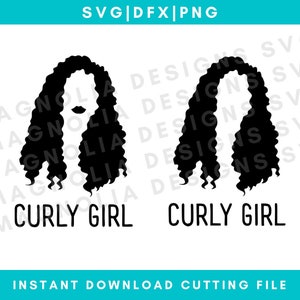カーリー ガール svg バンドル、カーリー ヘア sg、黒人女性のヘッド ラップ、Cricut 用ファイル、即時ダウンロード、dxf、png、クリップ アート、ナチュラル ヘア svg