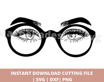 Eyes with Glasses svg Bundle, file for Cricut, instant download, glasses  dxf, png, Clip Art, eye svg