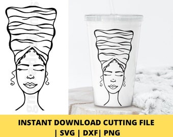 Black Woman svg, Black woman Head wrap, file for Cricut, instant download, dxf, png, Clip Art, Afro svg