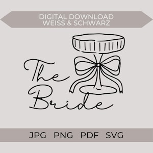 Archivo de trazador/archivo de impresión Novia, Boda Novia Tripulación Despedida de soltera | SVG, PNG, PDF, JPG Descarga instantánea | Blanco y negro | Decoraciones DIY, camisetas, tarjetas