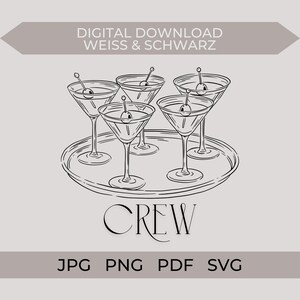 File plotter/file di stampa CREW Bride | Wedding Bride Team Hen Party | SVG, PNG, PDF, JPG Download immediato | Bianco e nero | Decorazioni fai da te, magliette, biglietti