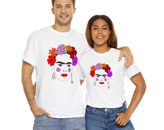 Frida kahlo  Unisex Heavy Cotton Tee| frida t shirt | inspirational women shirt | feminist t shirt | frida flower illustration