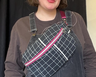 Upcycled Distorted Check Sling Bag, Sustainable Crossbody Accessory