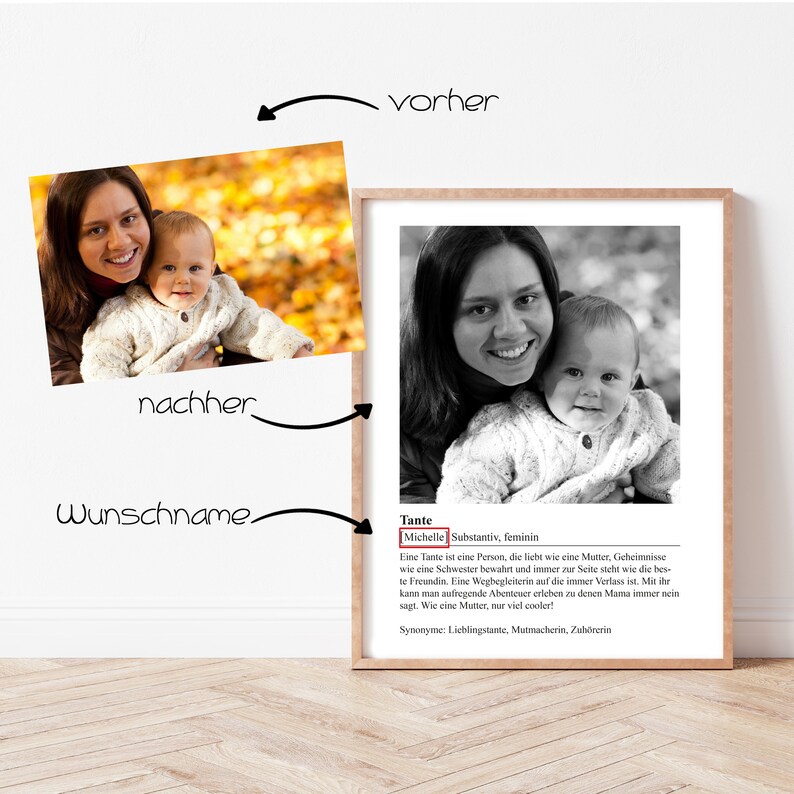 ab 12,95 Euro Personalisiertes Poster Tante Geschenk Definition Tante Geschenk Tante Familie DINA5 DINA4 DINA3 023 Bild 4