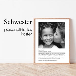 ab 12,95 Euro Personalisiertes Poster Schwester Geschenk Definition Schwester Geschenk Schwester Familie DINA4 Poster 012 Bild 1