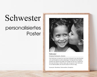 ab 12,95 Euro | Personalisiertes Poster | Schwester | Geschenk | Definition Schwester | Geschenk Schwester | Familie | DINA4 | Poster | 012