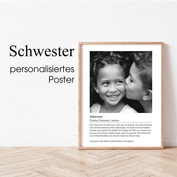 ab 12,95 Euro | Personalisiertes Poster | Schwester | Geschenk | Definition Schwester | Geschenk Schwester | Familie | DINA4 | Poster | 012