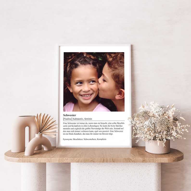 ab 12,95 Euro Personalisiertes Poster Schwester Geschenk Definition Schwester Geschenk Schwester Familie DINA4 Poster 012 farbig