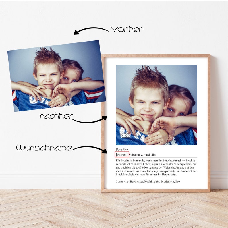 ab 12,95 Euro Personalisiertes Poster Bruder Geschenk Definition Bruder Geschenk Bruder Familie DINA4 Poster Bruderherz 011 Bild 2