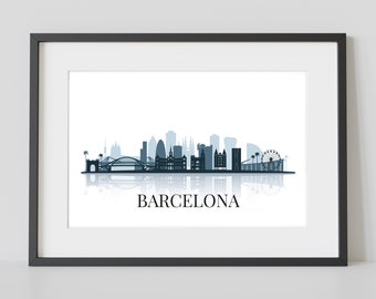 Poster Skyline Barcelona in DINA4 Querformat | 040-1