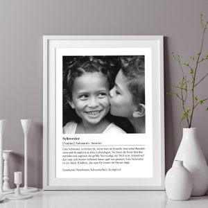 ab 12,95 Euro Personalisiertes Poster Schwester Geschenk Definition Schwester Geschenk Schwester Familie DINA4 Poster 012 schwarz-weiß