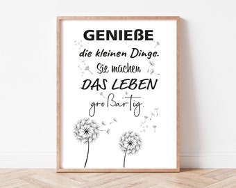 ab 9,95 Euro | Poster mit Motivationsspruch "Genieße die kleinen Dinge" | DINA4 | DINA3 | 006