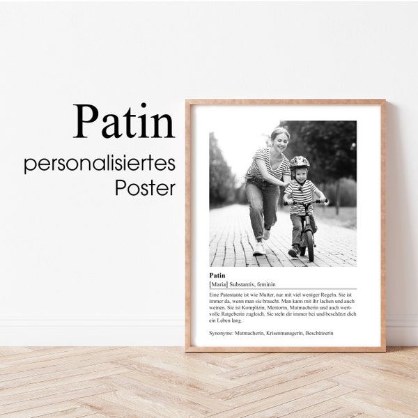 ab 12,95 Euro | Personalisiertes Poster | Patin | Geschenk | Definition Patin | Geschenk Patentante | Familie | DINA4 | DINA3 | 038