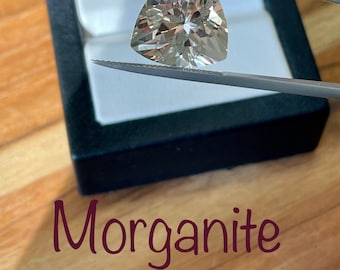 Morganite, natural trillion cut.