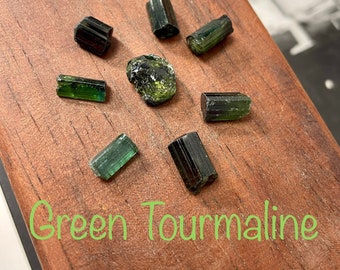 Wonderful lot of natural Green Tourmaline. Green-blue Tourmaline crystals. Bicolor Tourmaline.