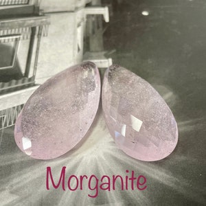 Pair of natural Morganites. Briolet drop cut. 100% natural Morganite