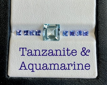 Favoloso set di Acquamarina e Tanzanite naturale.