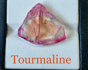Beautiful slice of natural multicolored tourmaline.
