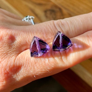 Beautiful pair of brioletted and drilled natural Amethyst. image 7